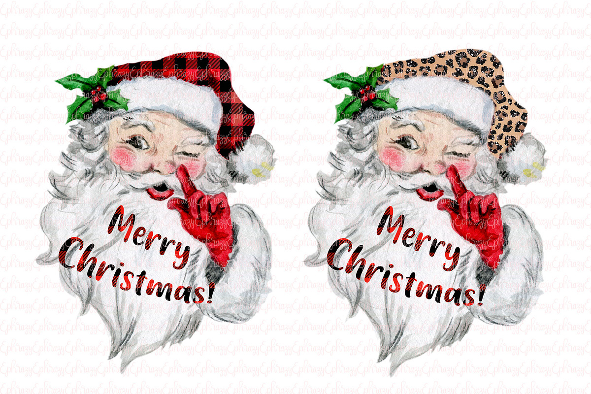 Santa face. Leopard, buffalo plaid, an Illustration by EphrazyGraphics (Photo 2 of 2)