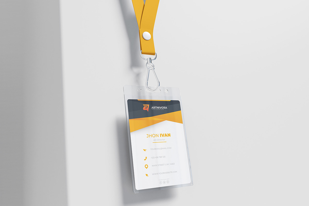 ID Card with Lanyard Mockup, an Advertising Mockup by Artnivora.Std (Photo 3 of 4)