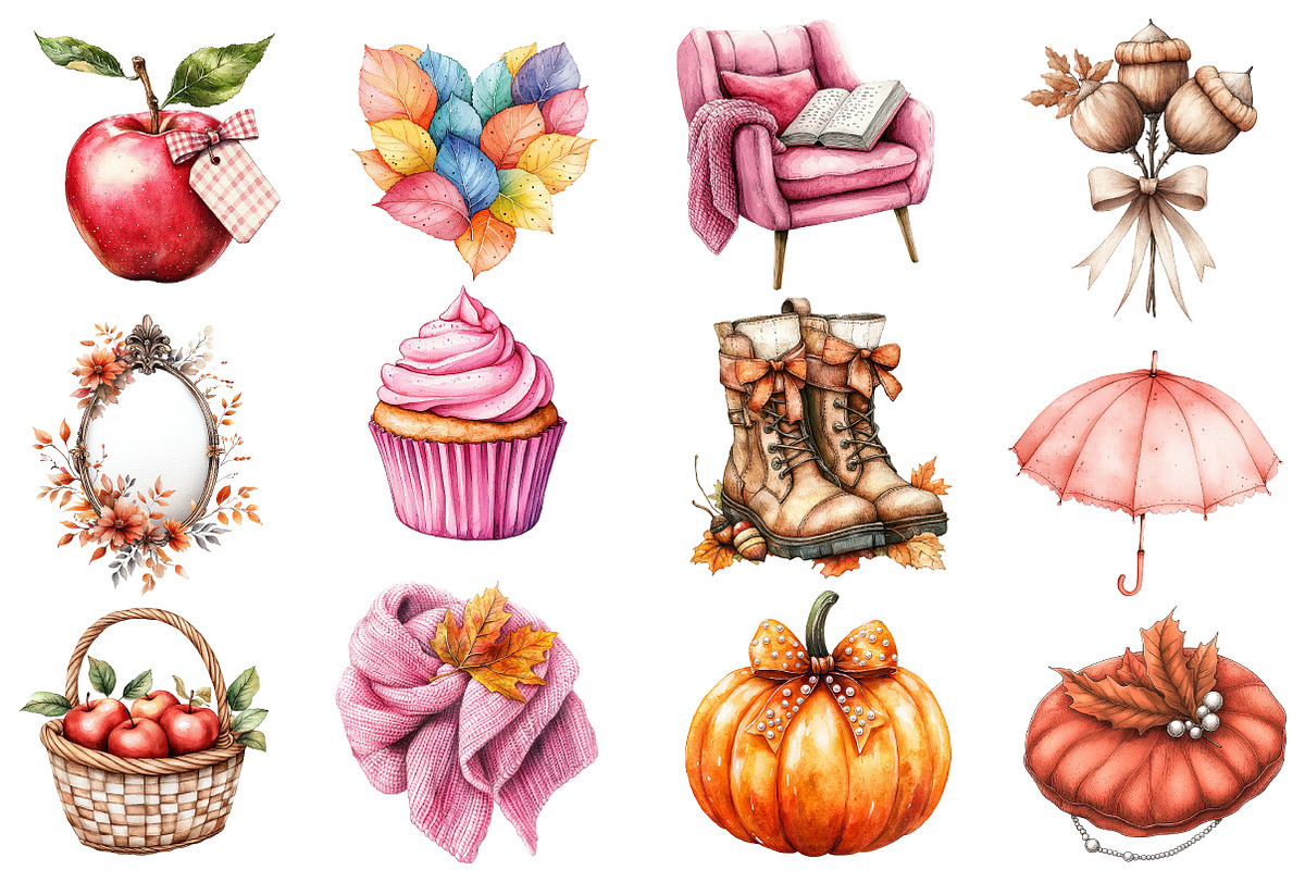 Hand-drawn Coquette Autumn Clipart, an Illustration by Designworld (Photo 2 of 9)