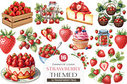 Strawberry-Themed Watercolor PNG, an Illustration by SinaCreation (Thumbnail 1 of 9)