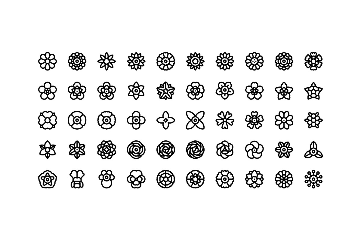 50 Spring Flowers Icons, an Outline Icon by Side Project (Photo 2 of 7)