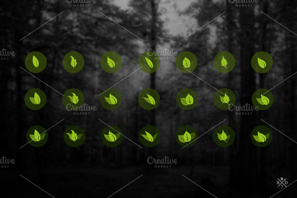 Green Leaves - 84 vector icons preview 2
