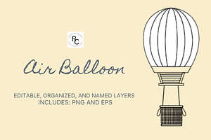 Air Balloon - 1 Vector Illustration, an Object Illustration by Raafeya's Crafts