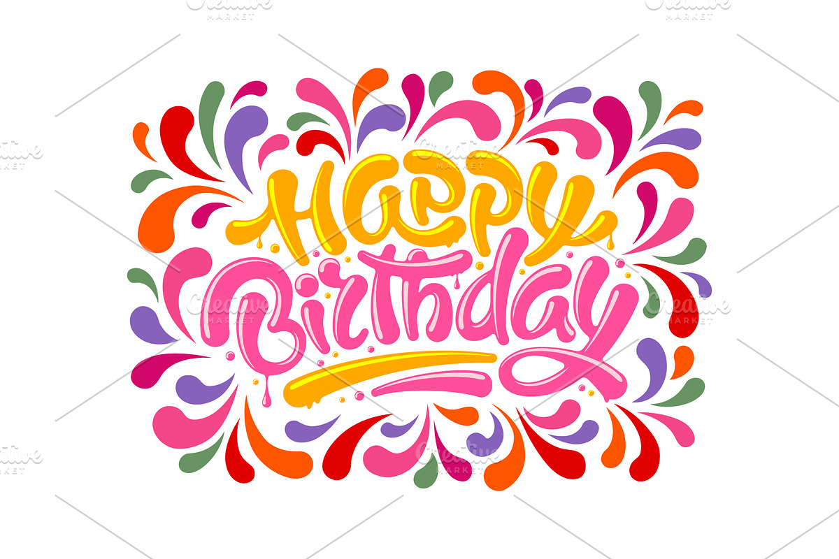 Happy Birthday Lettering Design, a Decorative Illustration by Vector beauty (Photo 2 of 3)
