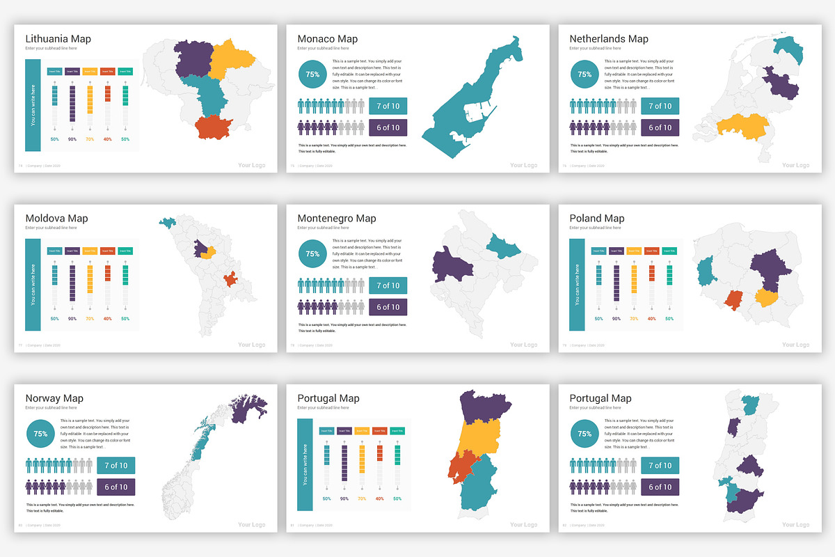 Maps PowerPoint infographics, a Presentation Template by SlideOne (Photo 13 of 31)