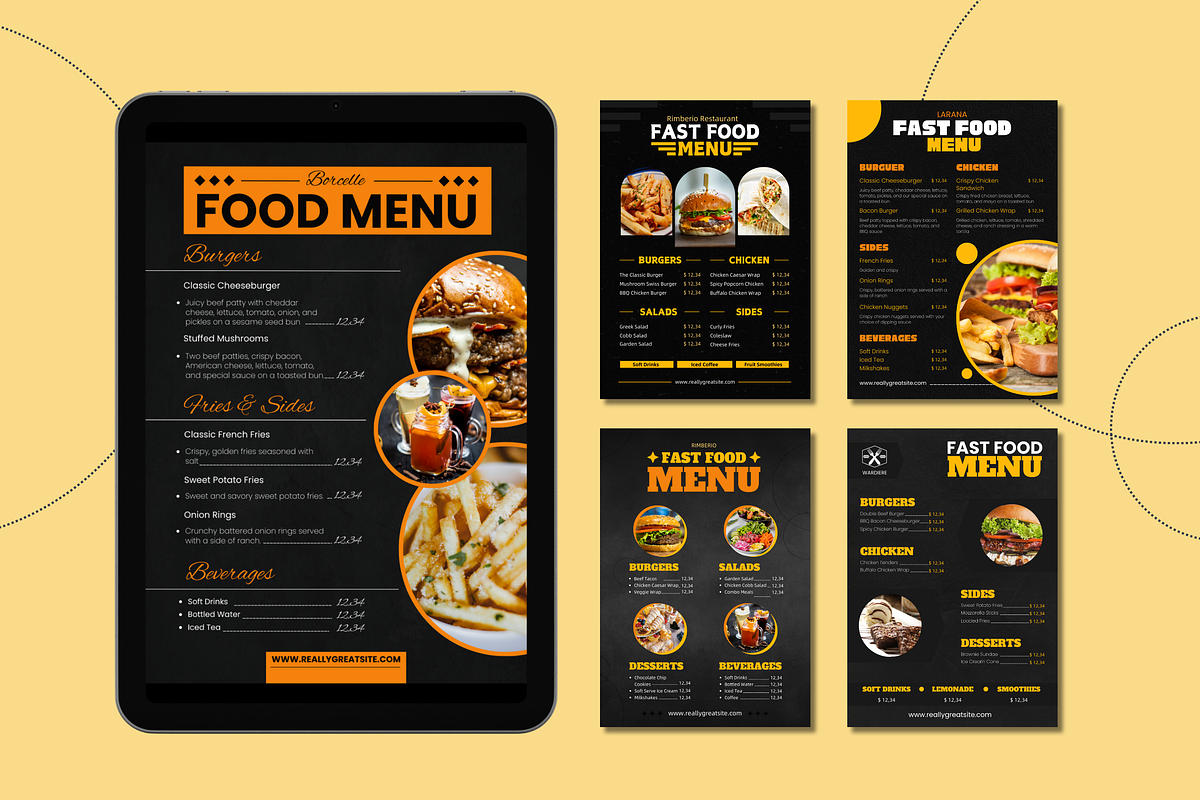 5 Fast Food Menu Templates Canva, a Templates & Theme by TemplateCastleStore (Photo 2 of 9)