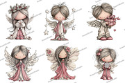 Whimsical Christmas Angel Clipart, an Illustration by DreamArtGraphic (Thumbnail 3 of 5)