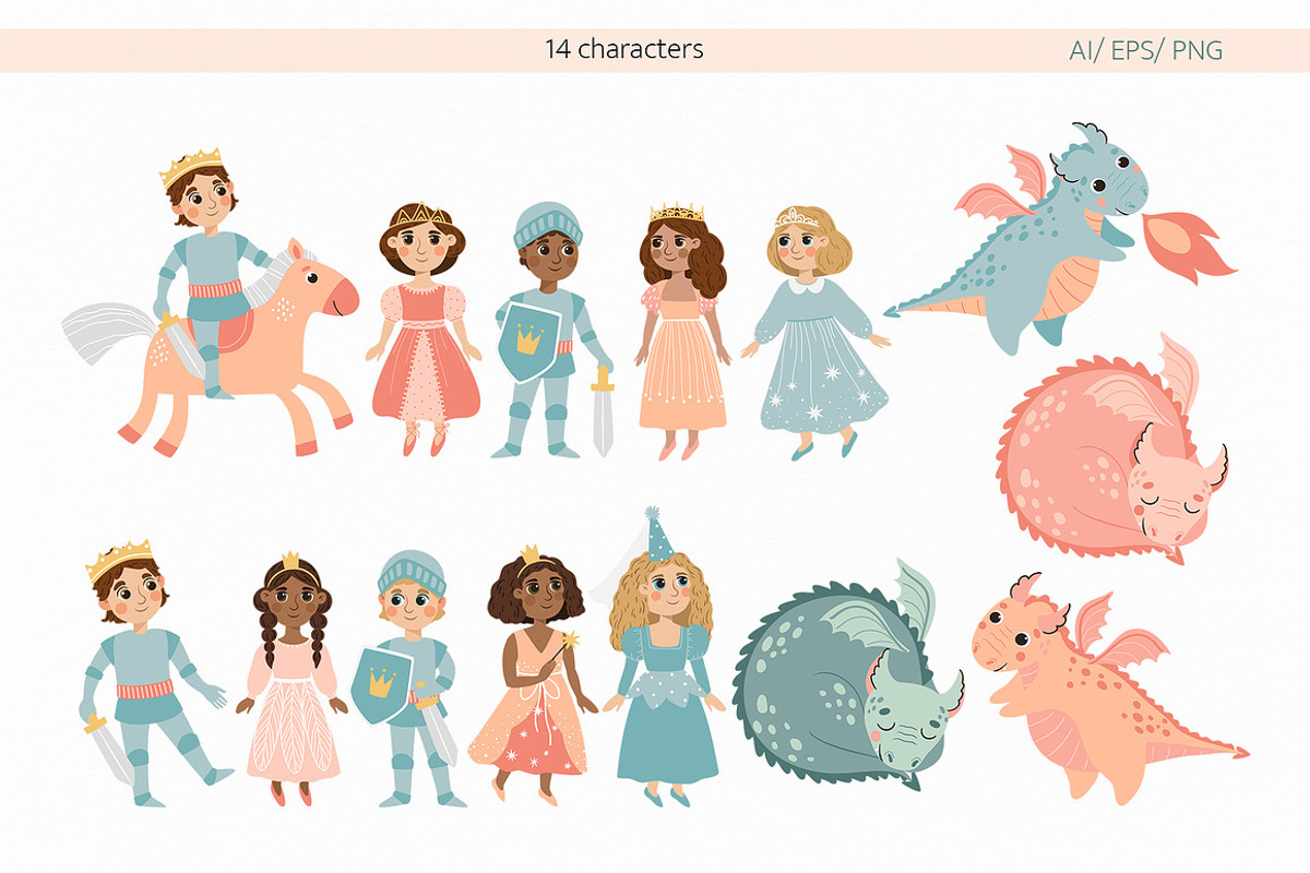 Princess & Fairy Tale Vector Clipart, a Decorative Illustration by Jenny Quince (Photo 11 of 15)