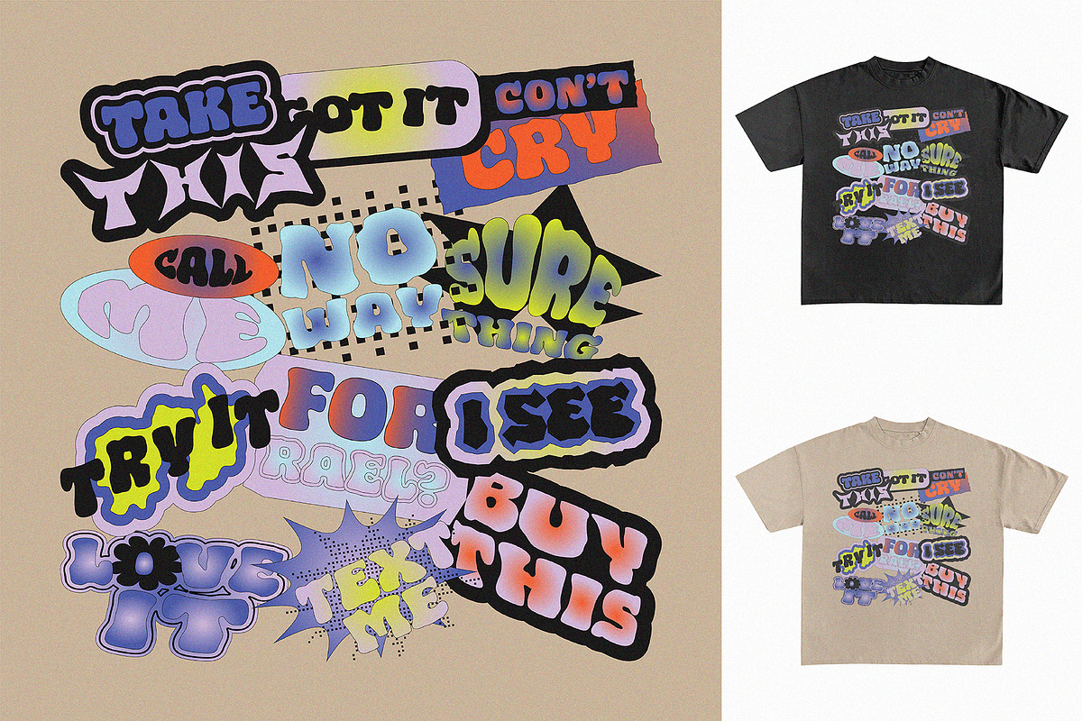 Retro Typography Sticker Pack Vol.1, a Graphic by 159room.studio