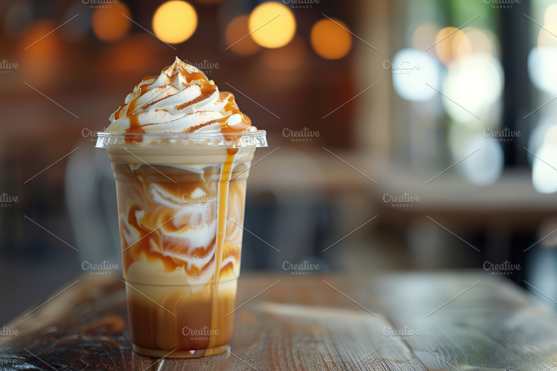 Iced coffee latte in cup on lights background, a Food & Drink Photo by AlyaAnd