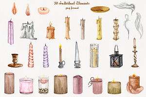 Candles Watercolor Clipart