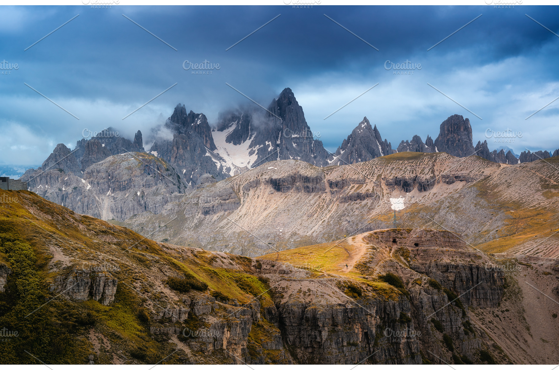 Panoramic view of the Dolomites with, a Nature Photo by den-belitsky