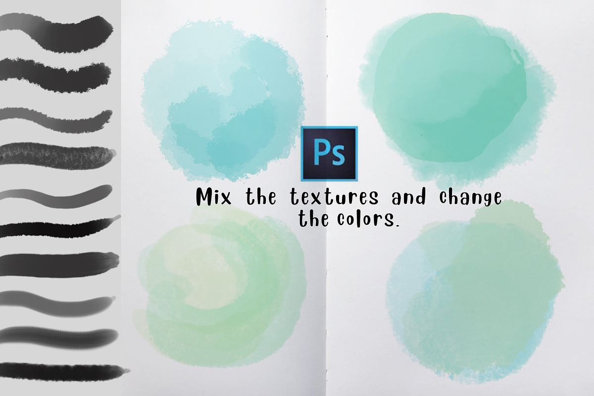 Watercolor bundle Photoshop Brushes preview 6