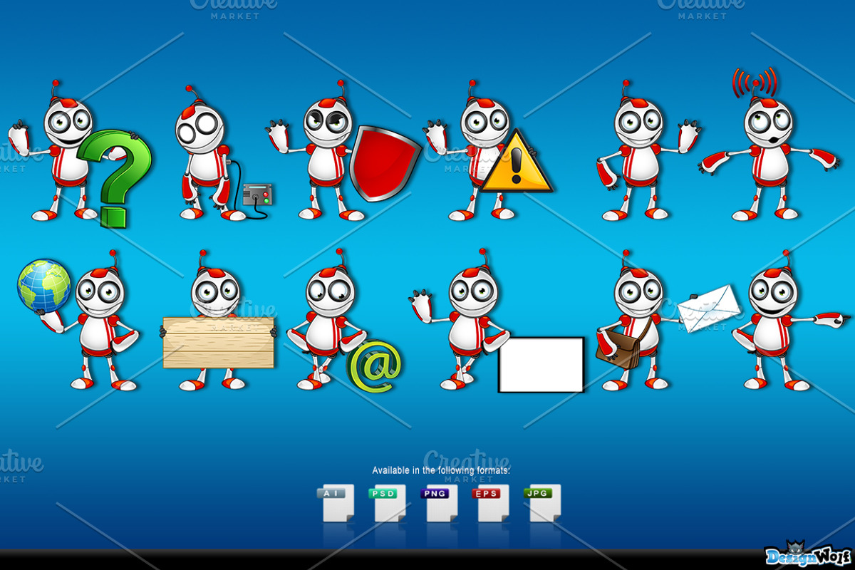 Red And White Robot – Set 2, a Technology Illustration by DesignWolf (Photo 2 of 2)