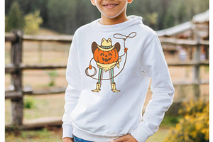 Halloween Pumpkin Cute Cowboy Print