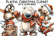 Playful Christmas Clipart, an Illustration by Craft Nest (Thumbnail 1 of 7)