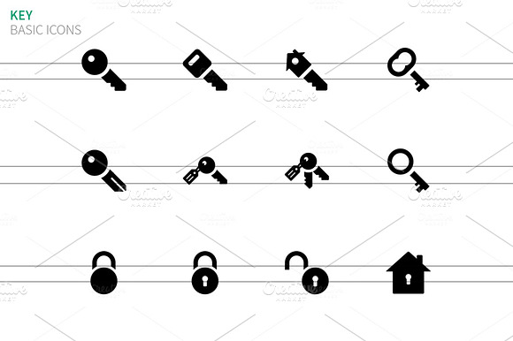 Key Icons On White