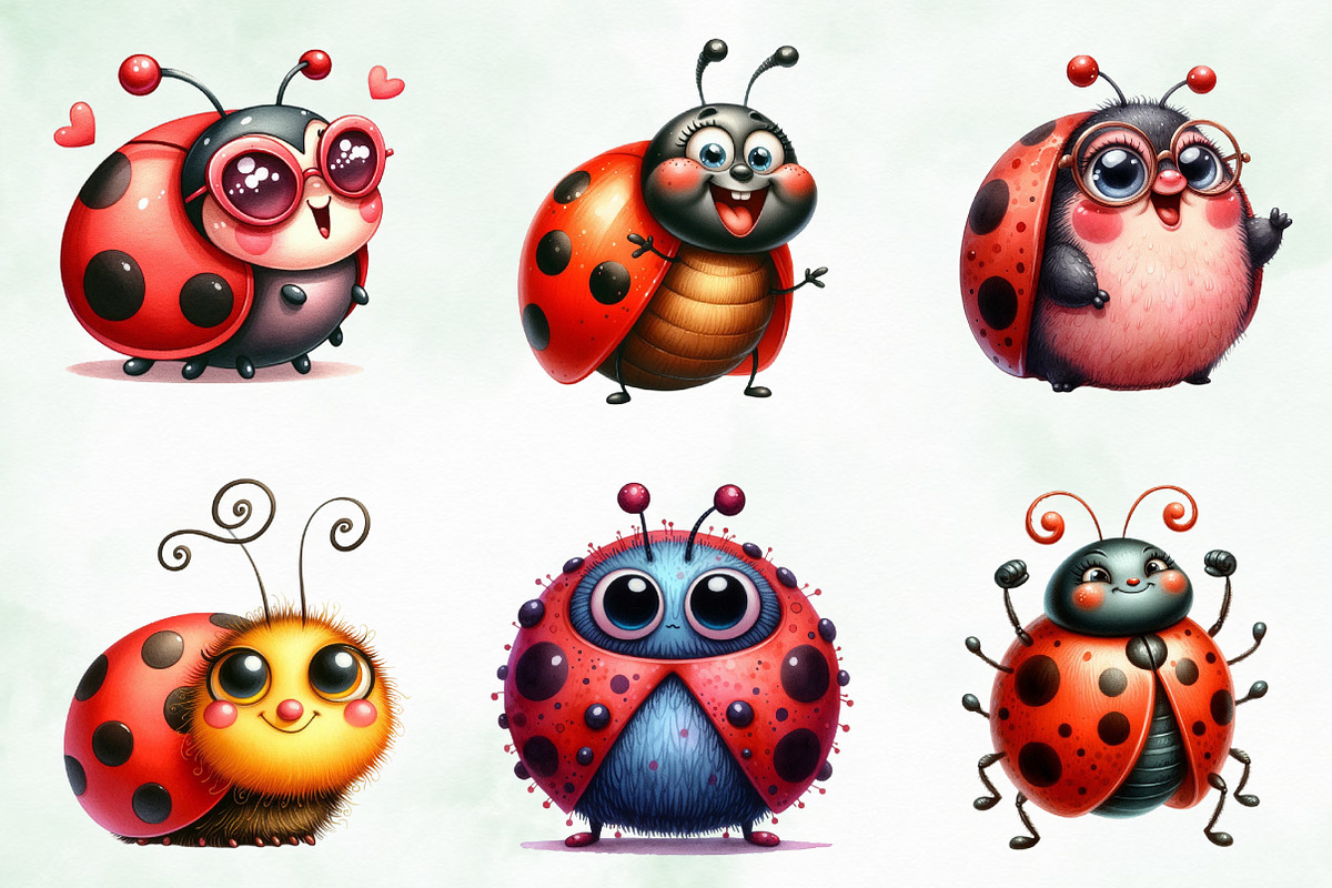 Quirky Funny Ladybug Clipart, an Illustration by Creative Art (Photo 6 of 6)