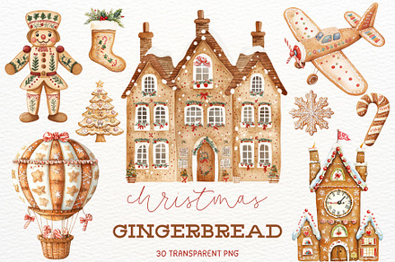 Christmas Gingerbread Watercolor PNG