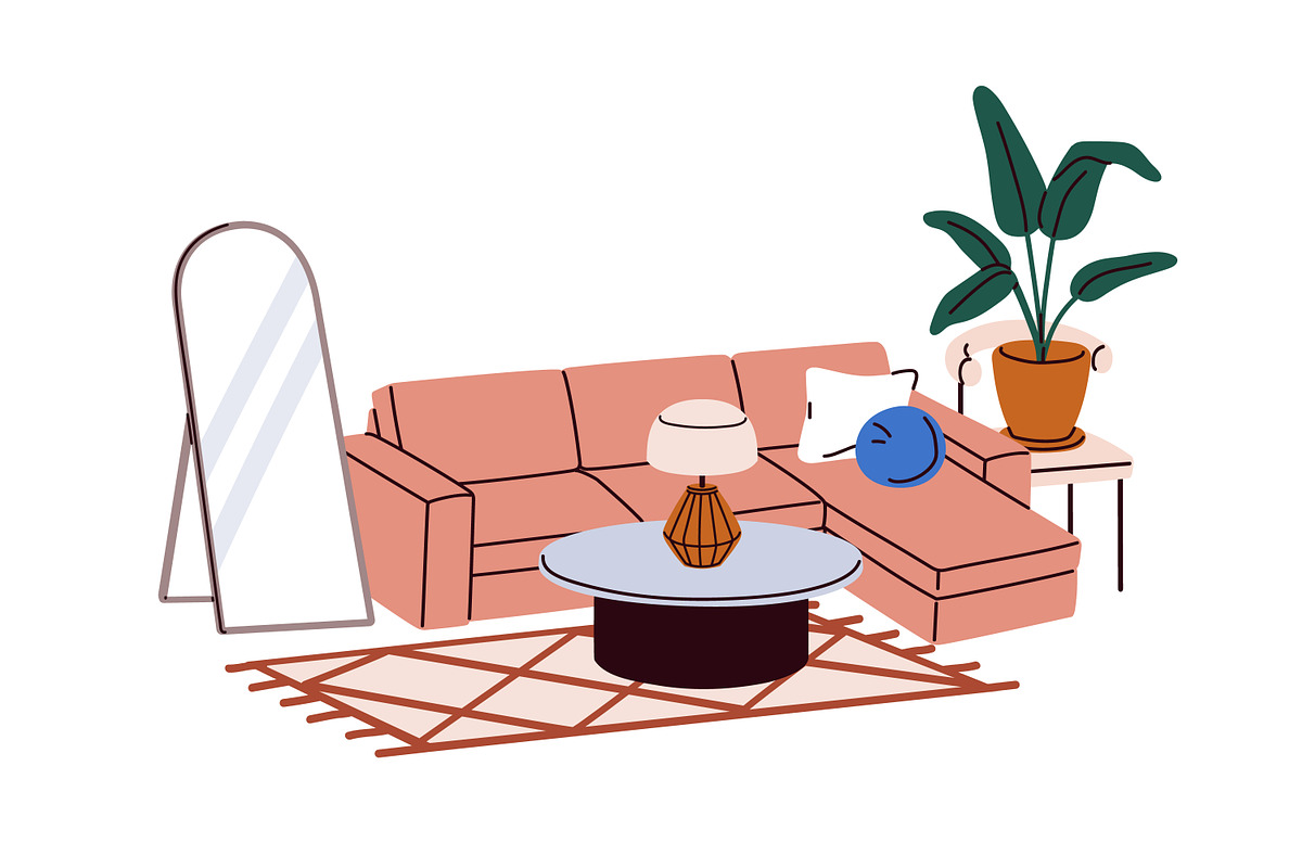 Living room, bedroom interior design, an Object Illustration by Good Studio (Photo 4 of 8)
