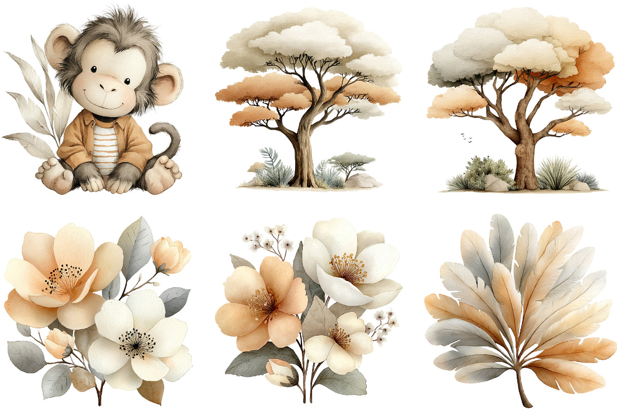 Safari animals watercolor clipart, an Illustration by Sublimation Artist (Photo 7 of 7)