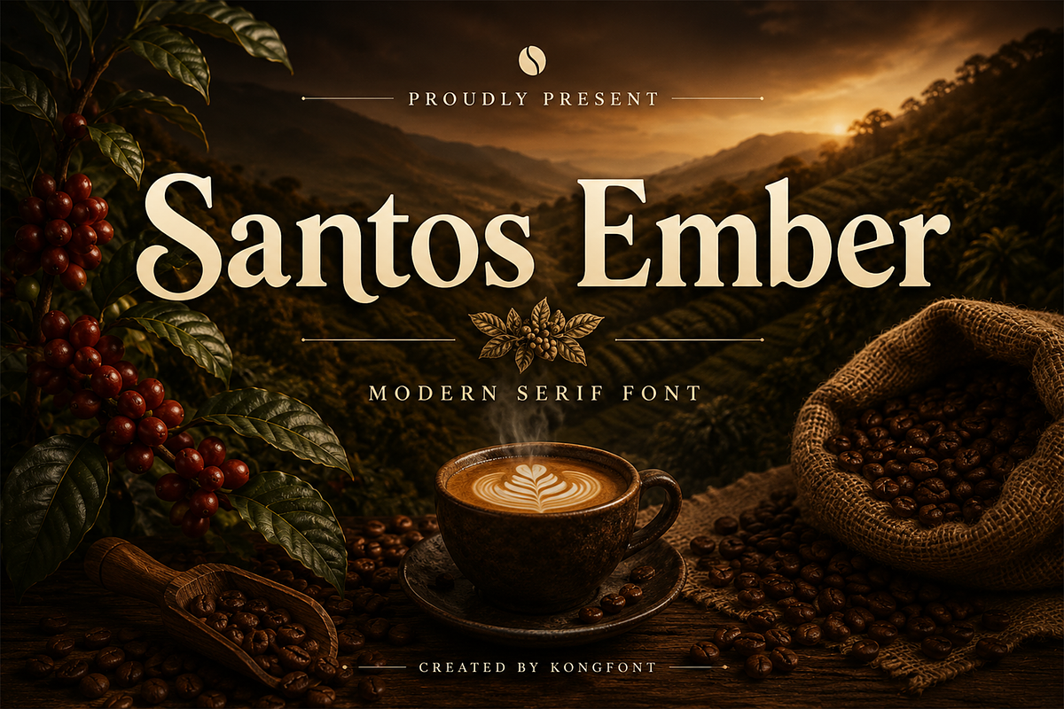 Santos Ember - Modern Serif Font, a Serif Font by overlaytemplates (Photo 1 of 5)
