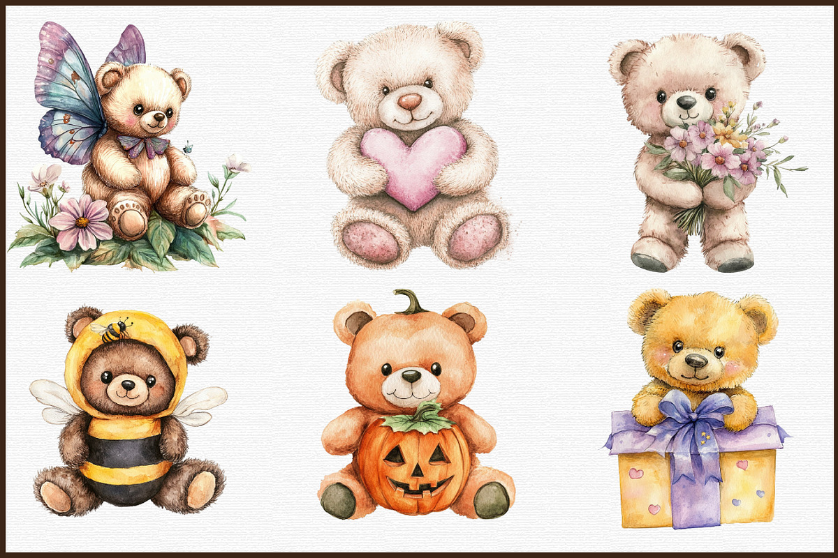 Teddy Bear Clipart, an Illustration by Sublimation Artist (Photo 3 of 6)