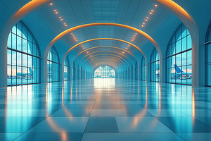 Beautiful futuristic airport building, an Architecture Photo by AlyaAnd