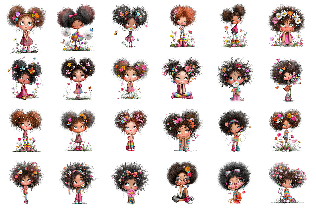 Quirky Black Girl Clipart, an Illustration by CreationArt (Photo 2 of 4)
