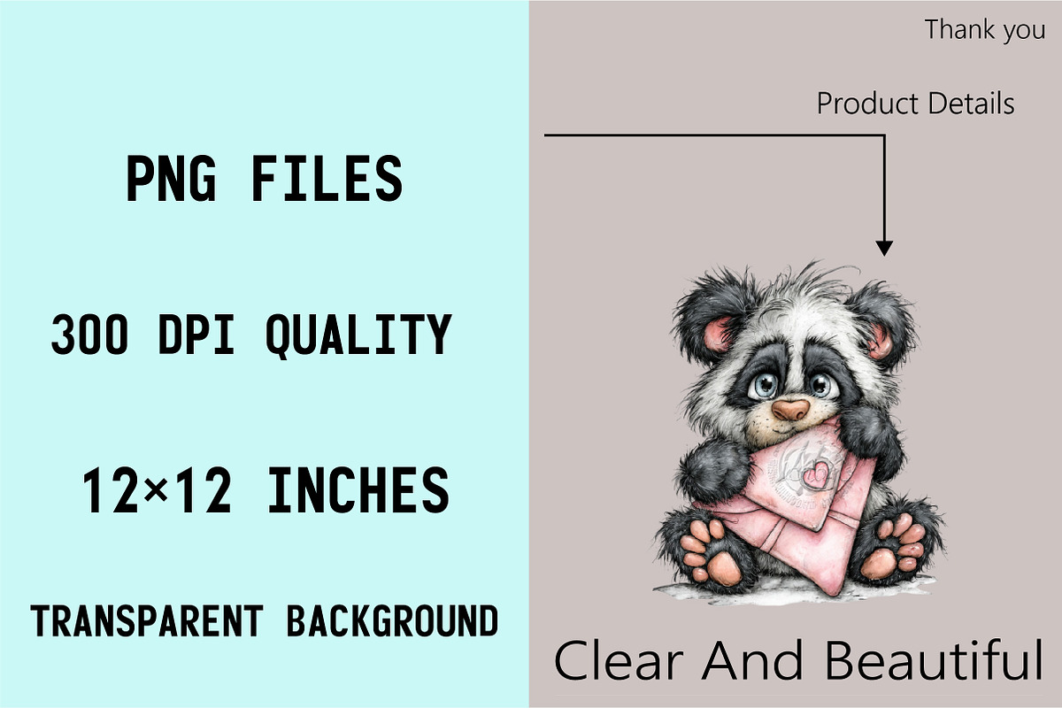 Quirky Valentine's Day Panda Clipart, an Illustration by SVGArt (Photo 3 of 8)