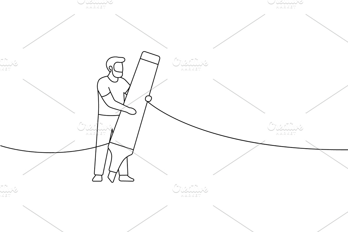 Man holding giant marker drawing, a Person Illustration by GraphiShop