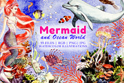 Mermaid and Ocean World, an Illustration by Nadiia Hanina (Thumbnail 1 of 9)
