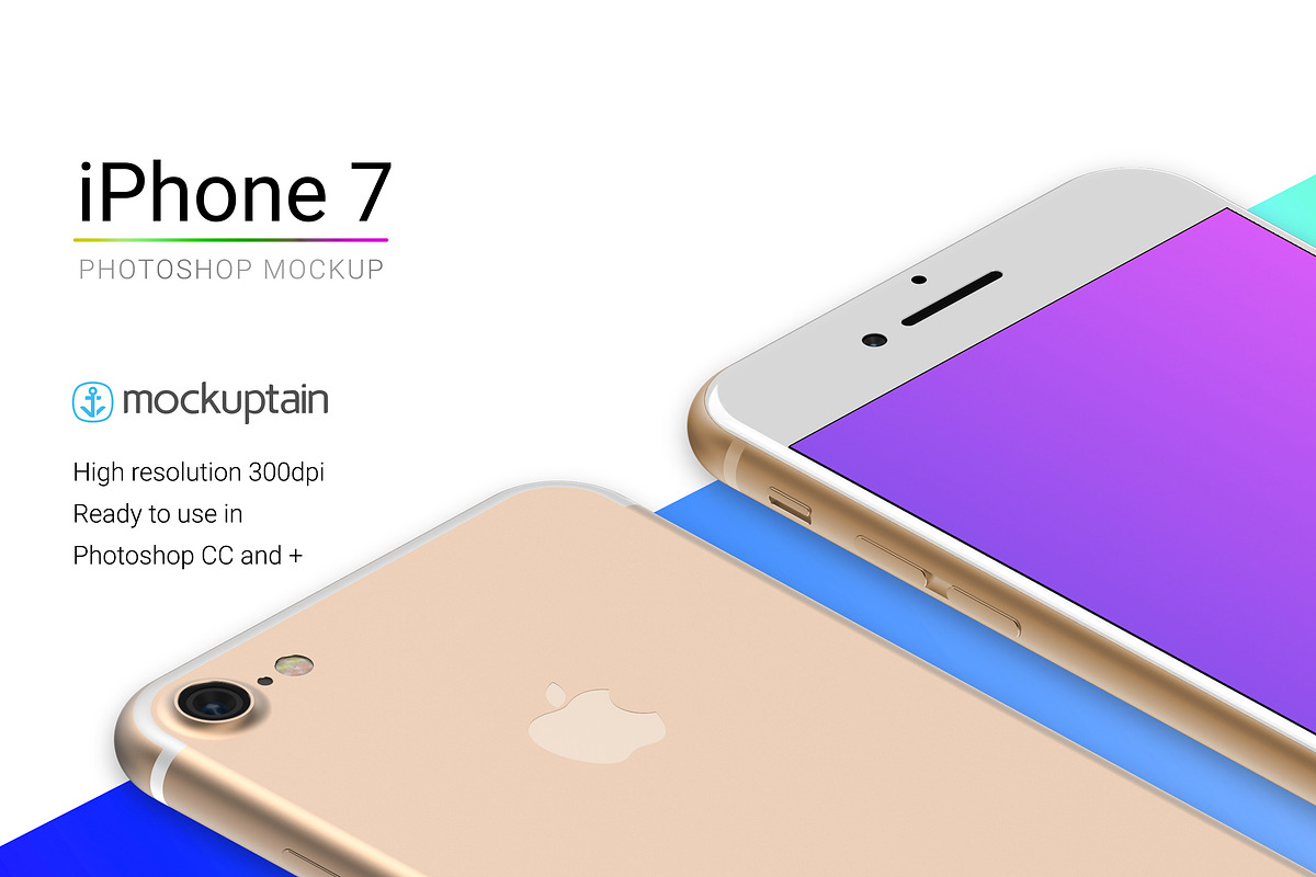 Iphone 7 Mockup White Gold Isometric, an iPhone Mockup by mockuptain (Photo 2 of 6)