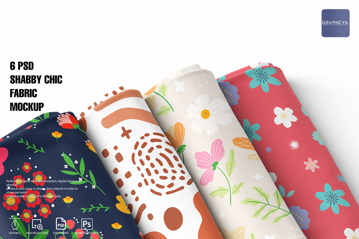 Shabby Chic Fabric Mockup, an Advertising Mockup by GraphicVil (Photo 1 of 9)
