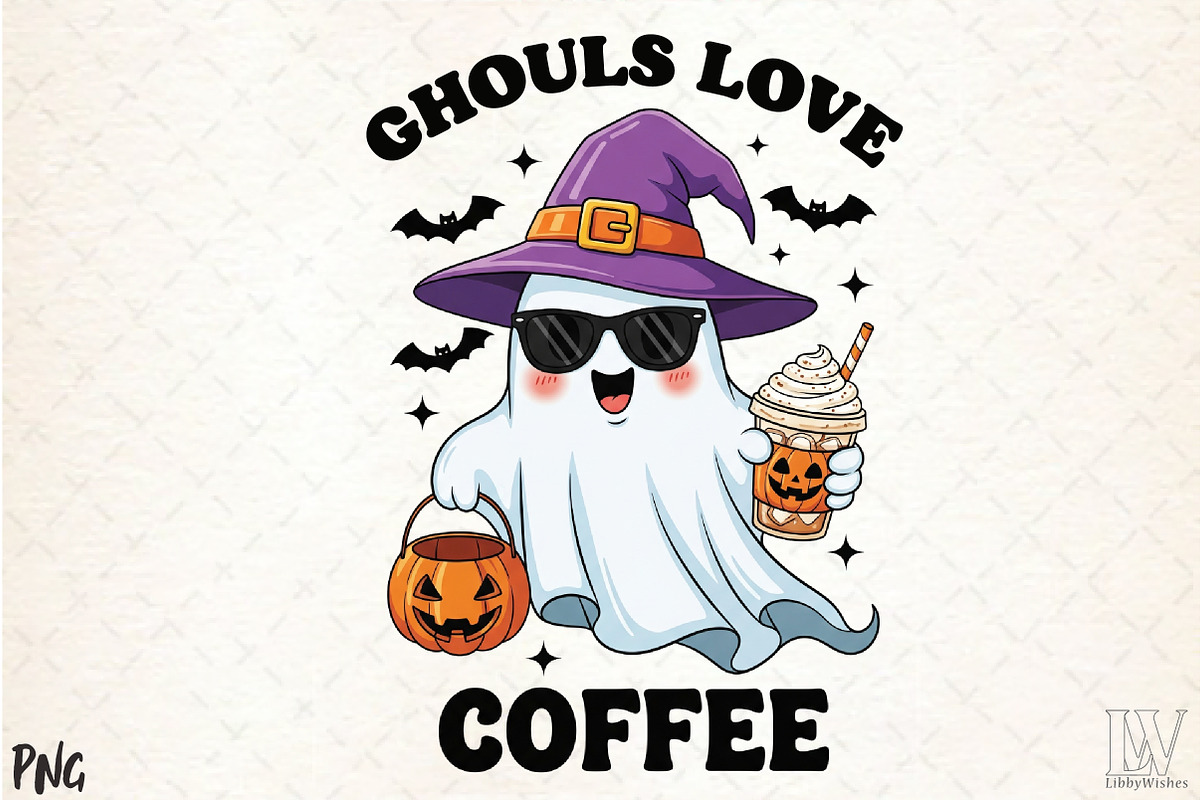 Ghouls Love Coffee Sublimation PNG, an Illustration by Libby Wishes (Photo 1 of 6)