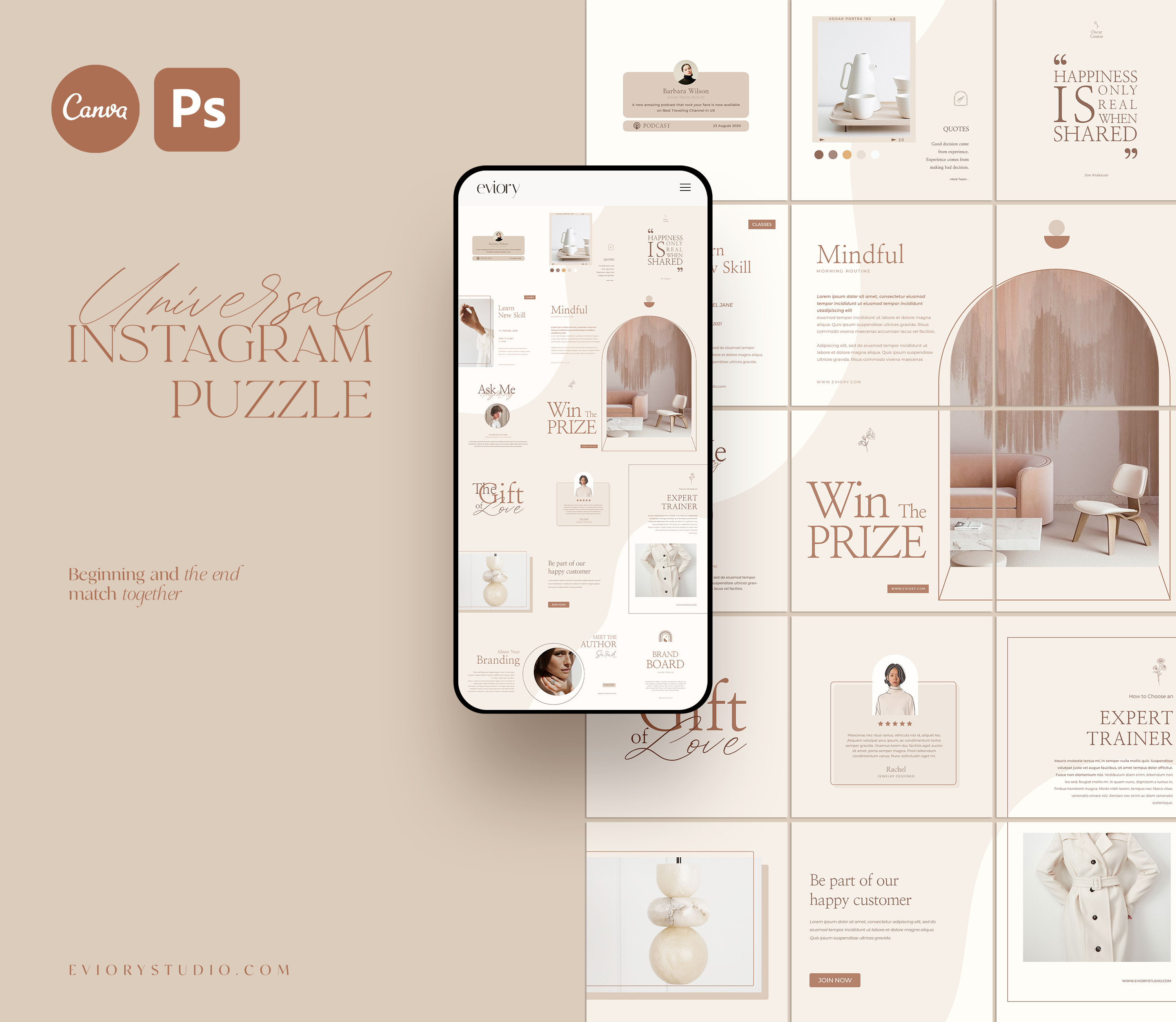 Instagram Puzzle Universal CANVA PS, a Social Media Template by Eviory
