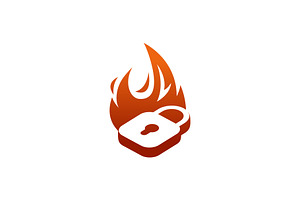 modern and elegant fire padlock logo, a Branding & Logo Template by Rasagama Studio