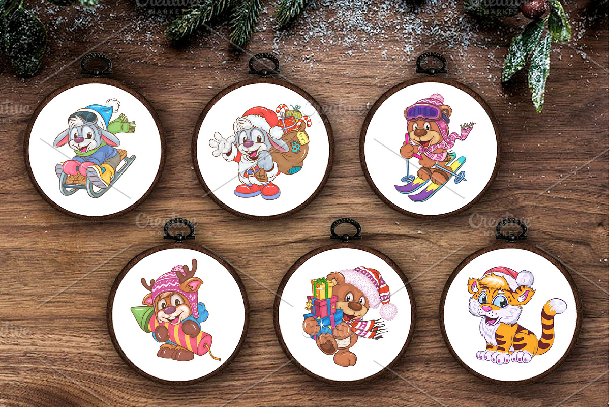 Set of Christmas characters 01, an Animal Illustration by KENO Mascots (Photo 2 of 4)