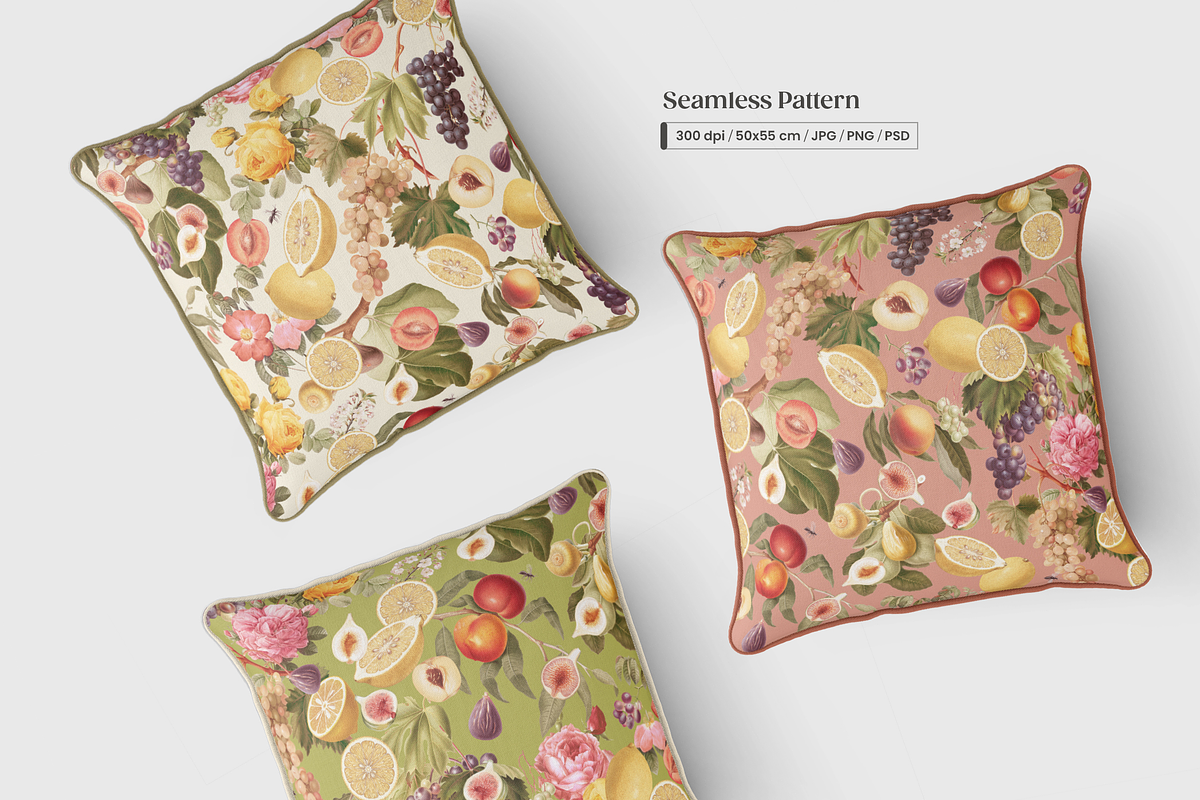 Summer Vintage Fruit Pattern, a Pattern Graphic by Yello_illustration (Photo 9 of 16)