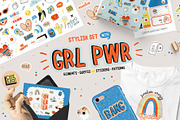 GIRL POWER stickers & patterns, a Stationery Template by Ruslana Lubenets (Thumbnail 1 of 9)