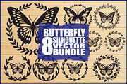8 Butterfly Vector Collection, an Illustration by hafijul (Thumbnail 1 of 9)