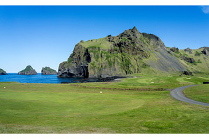 Golf course with dramatic rock, a Nature Photo by Backyard Stock