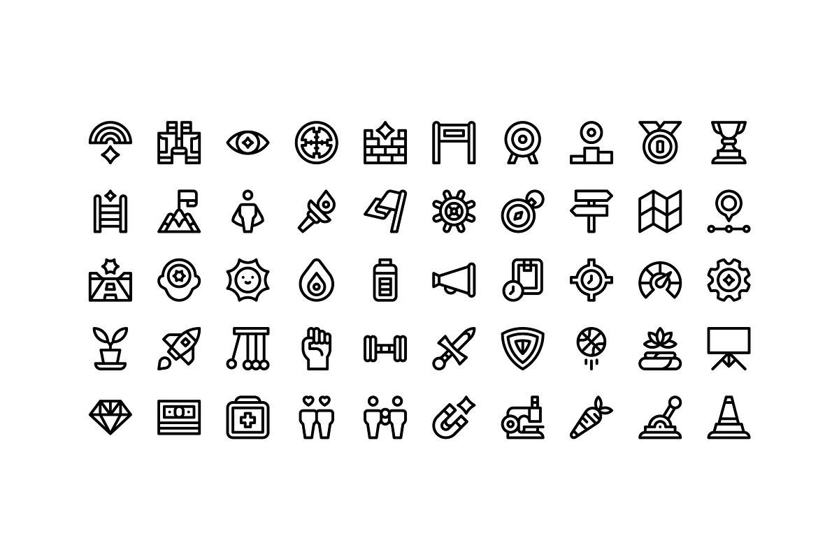 50 Motivation Icons, an Outline Icon by Side Project (Photo 2 of 8)