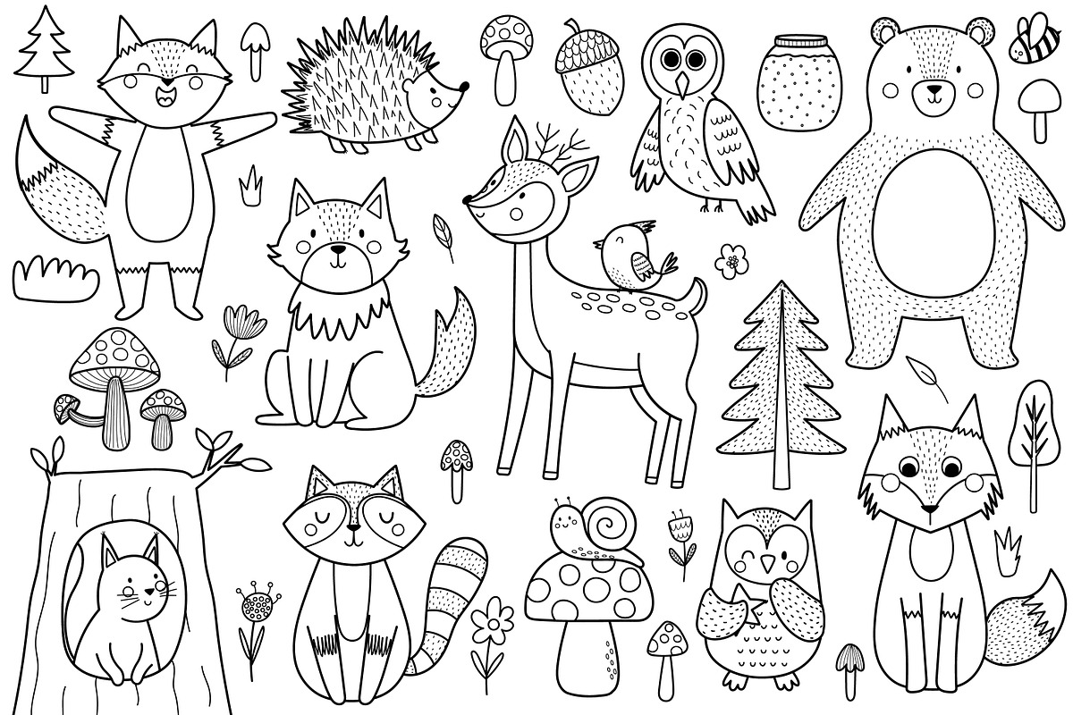 Cute Forest Animals Big Collection, an Animal Illustration by Gulnara Sabirova (Photo 12 of 16)