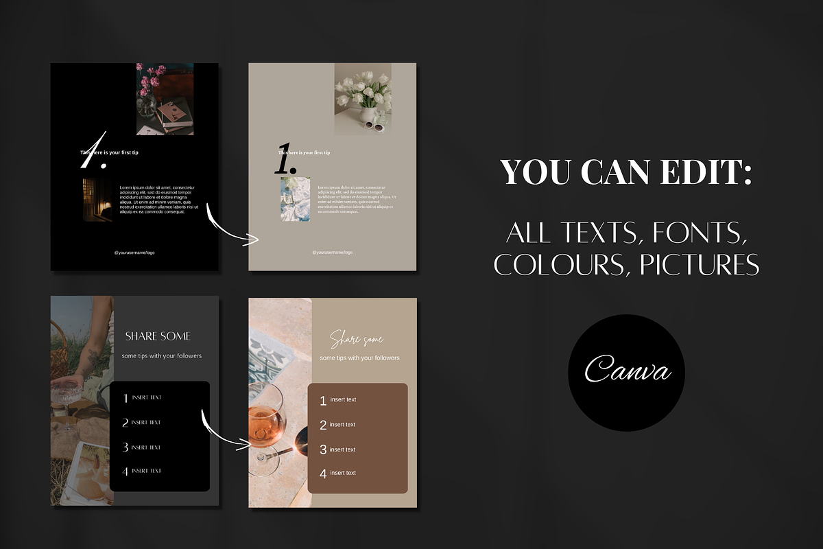 700 Dark Instagram Templates, a Templates & Theme by SociallyyCreative (Photo 4 of 9)