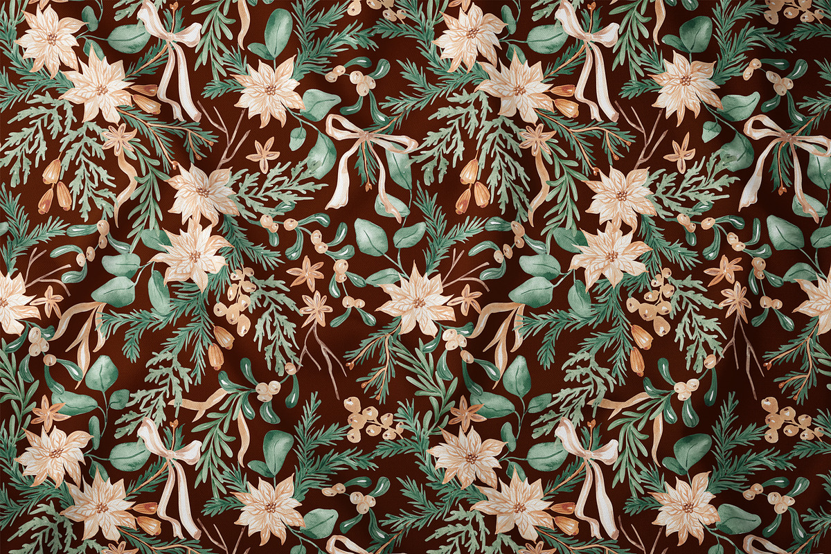 Festive Christmas Botanical Pattern, a Pattern Graphic by SirenaArt (Photo 7 of 15)