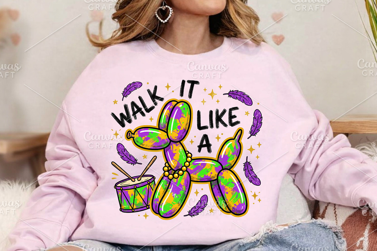 Walk it Like a Dog Mardi Gras PNG, an Illustration by Canvas Craft (Photo 3 of 6)