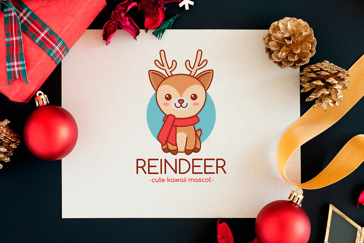 Rudolph Reindeer Logo Template, a Branding & Logo Template by vectorwithin (Photo 3 of 3)
