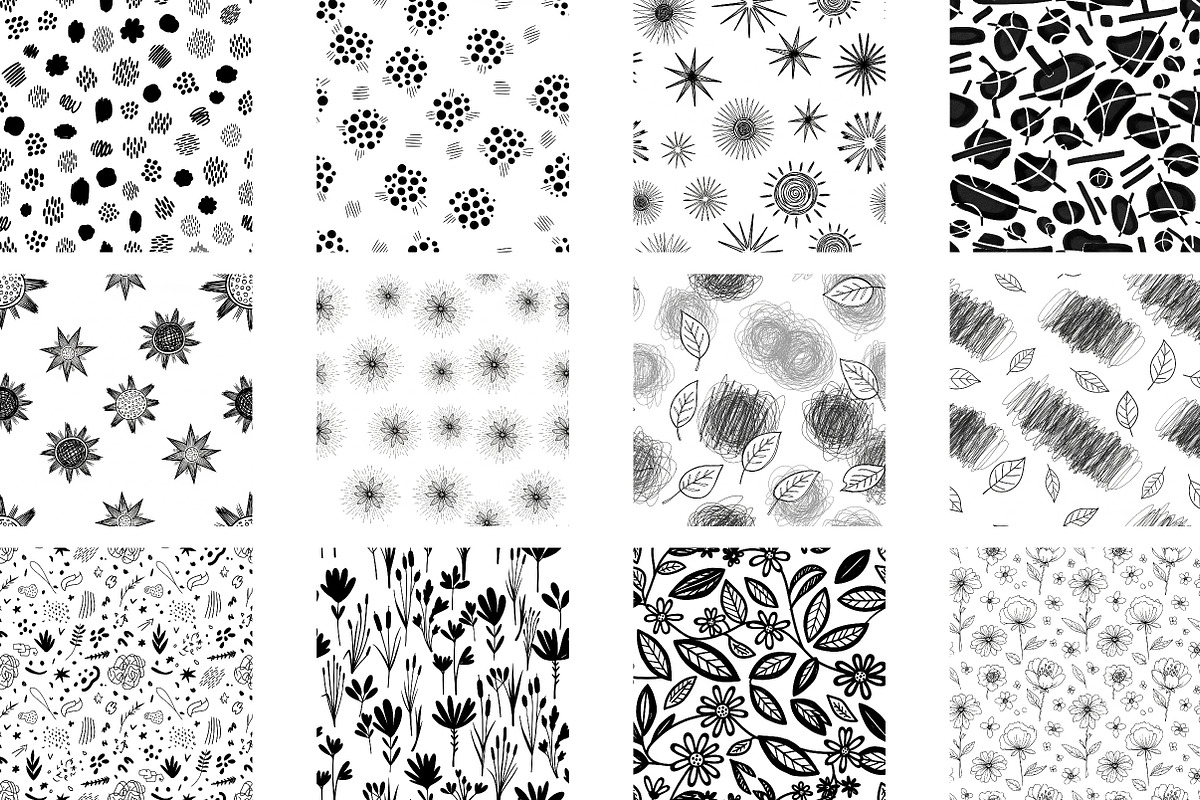 Hand Drawn Black White Doodle Patter, a Pattern Graphic by Wow Magic (Photo 2 of 3)