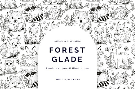 Forest glade.Patterrn & illustration, a Wallpaper Graphic by Tilling